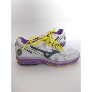 Mizuno Shoes Womens 7.5 Wave Rider 17‎ Running White Purple Yellow Holographic